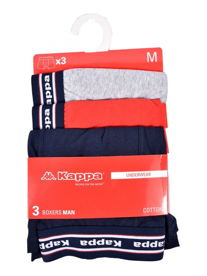 Boxer uomo KAPPA - Confezione da 3 Grigio rosso blu - Kiabi
