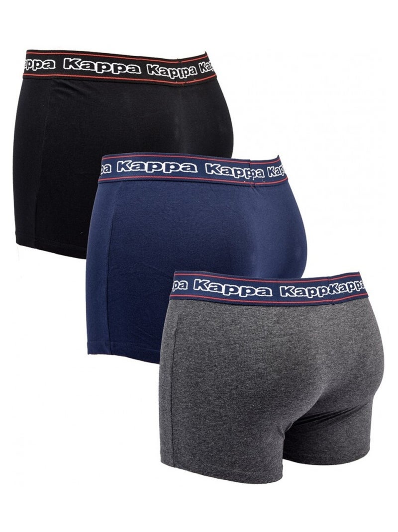 Boxer uomo KAPPA - Confezione da 3 Nero Blu Grigio - Kiabi