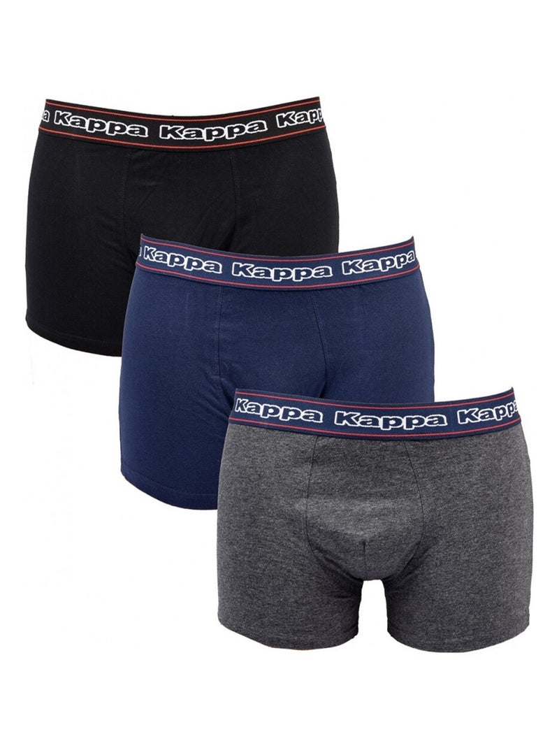 Boxer uomo KAPPA - Confezione da 3 Nero Blu Grigio - Kiabi