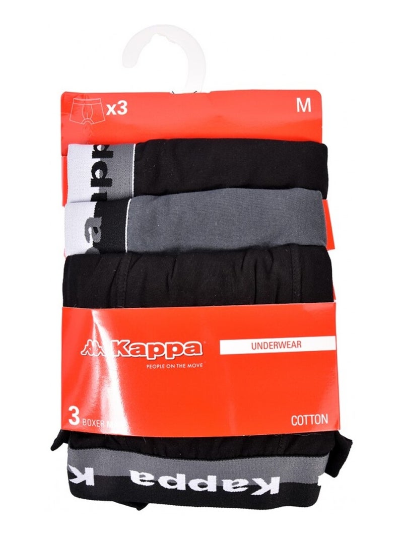Boxer uomo KAPPA - Confezione da 3 Nero Grigio - Kiabi