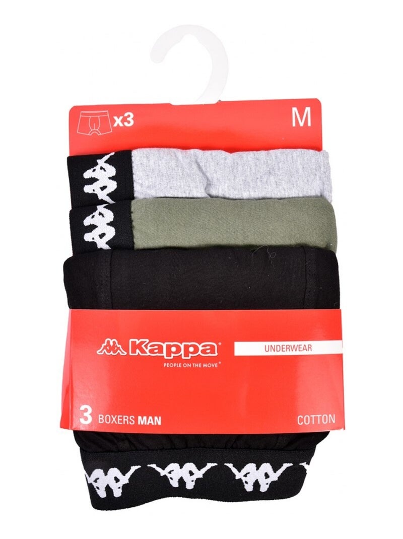 Boxer uomo KAPPA - Confezione da 3 Nero Verde Grigio - Kiabi