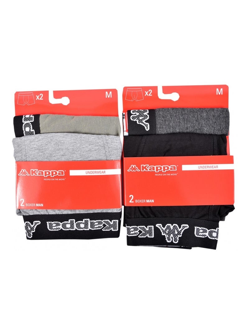 Boxer uomo KAPPA - Confezione da 4 Nero Cachi Grigio - Kiabi
