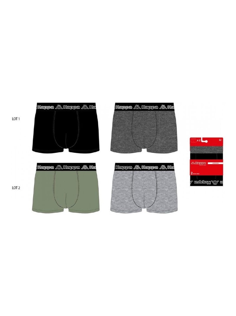 Boxer uomo KAPPA - Confezione da 4 Nero Cachi Grigio - Kiabi