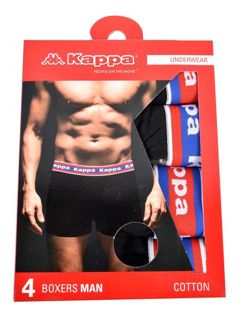 Boxer uomo KAPPA - Confezione da 4 Nero - Kiabi