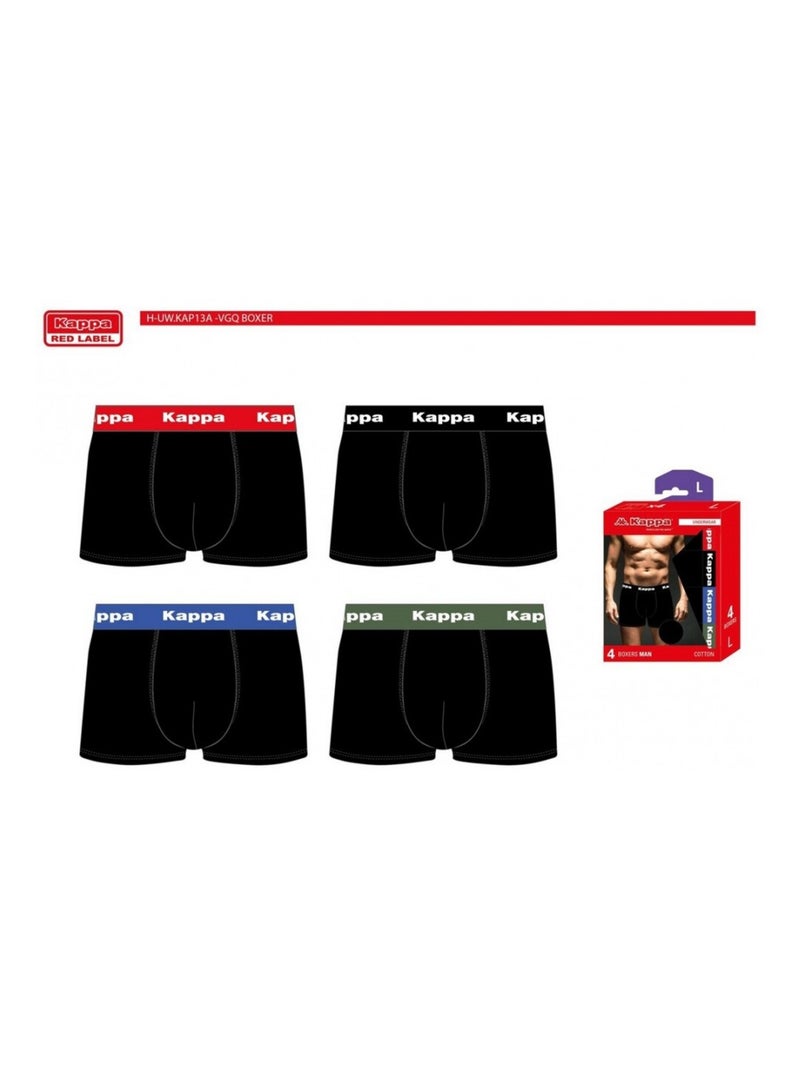 Boxer uomo KAPPA - Confezione da 4 Nero Multicolore Nero - Kiabi