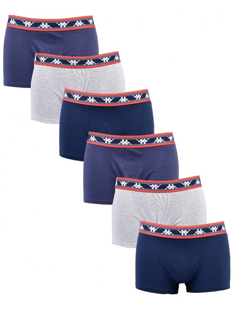 Boxer uomo KAPPA - Confezione da 6 Blu Grigio Blu - Kiabi