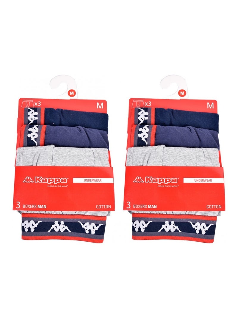 Boxer uomo KAPPA - Confezione da 6 Blu Grigio Blu - Kiabi