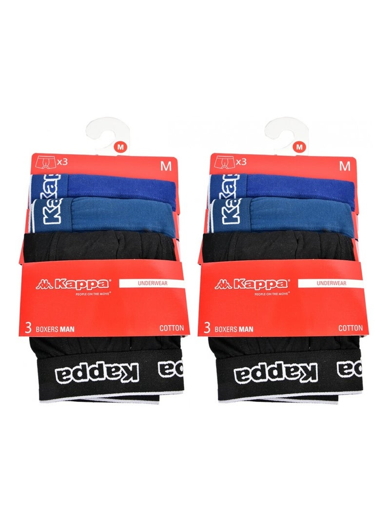 Boxer uomo KAPPA - Confezione da 6 Blu Nero Blu - Kiabi