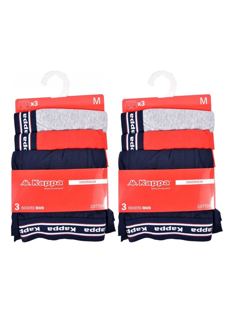 Boxer uomo KAPPA - Confezione da 6 Blu Rosso Grigio - Kiabi