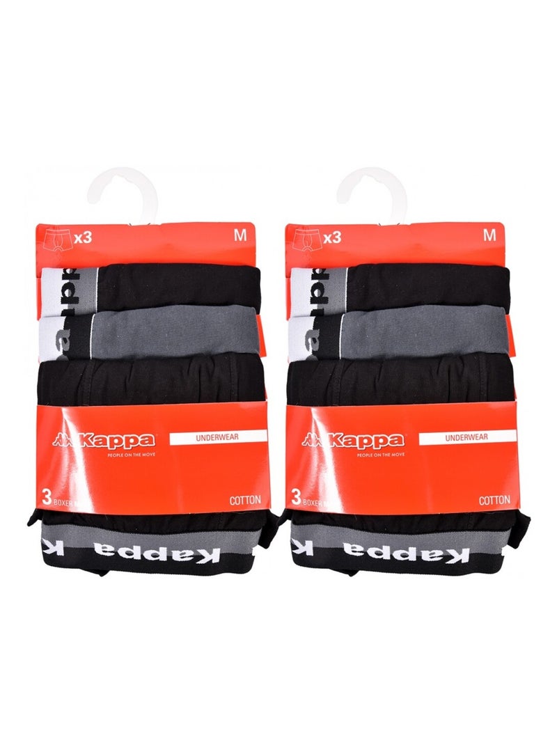 Boxer uomo KAPPA - Confezione da 6 Grigio argentato nero - Kiabi