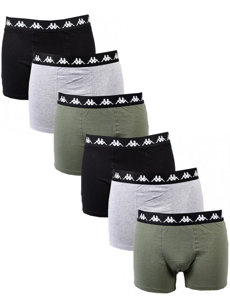 Boxer uomo KAPPA - Confezione da 6 Grigio cachi nero - Kiabi