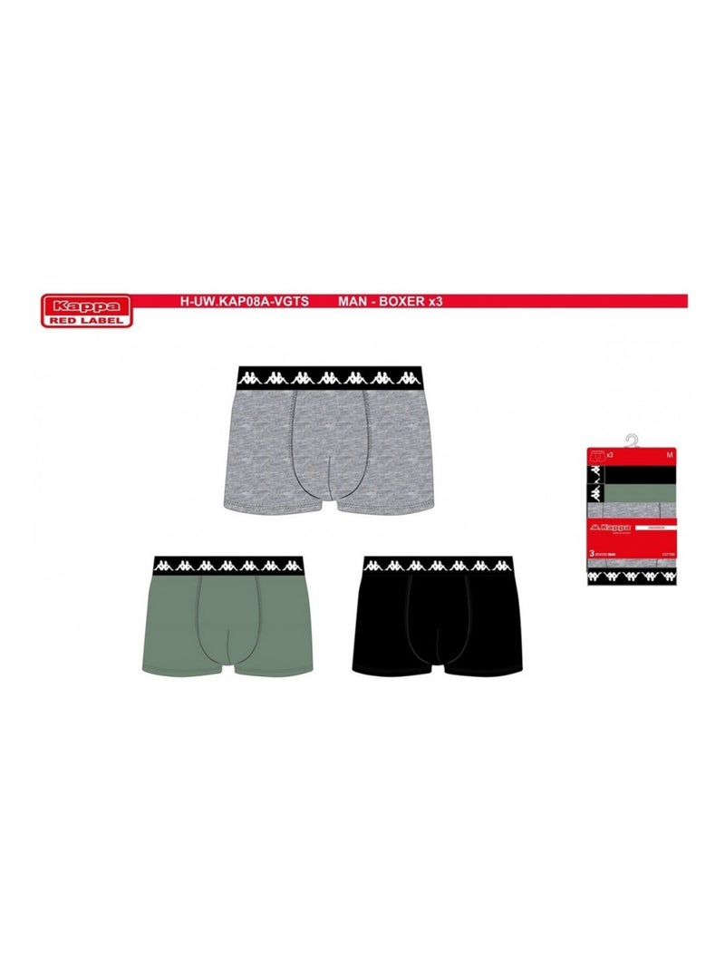 Boxer uomo KAPPA - Confezione da 6 Grigio cachi nero - Kiabi