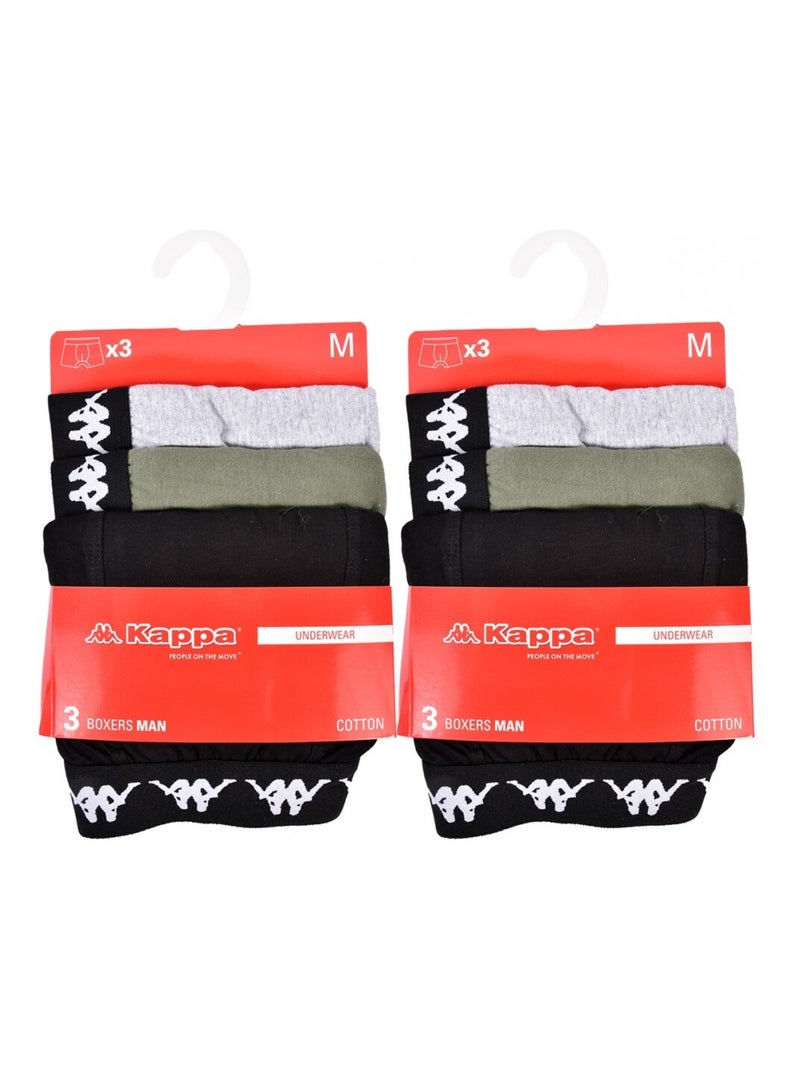 Boxer uomo KAPPA - Confezione da 6 Grigio cachi nero - Kiabi