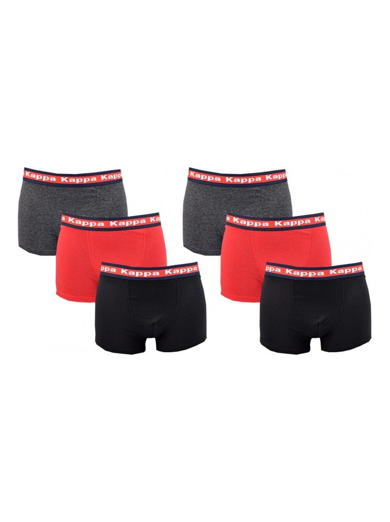 Boxer uomo KAPPA - Confezione da 6 Grigio rosso nero - Kiabi