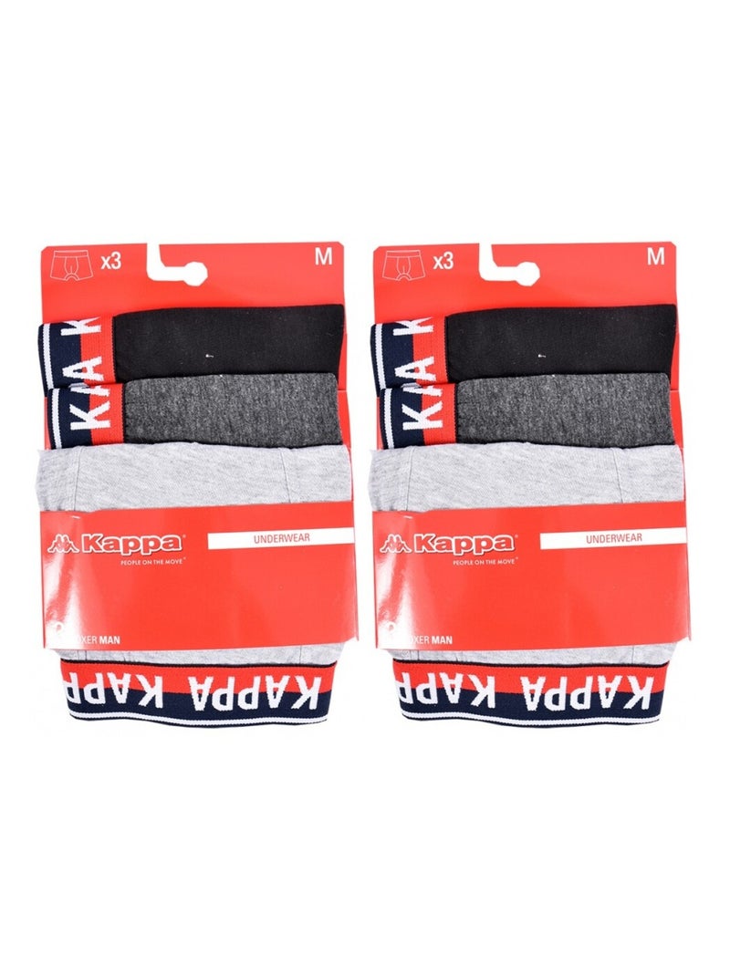 Boxer uomo KAPPA - Confezione da 6 Nero Multicolore Grigio - Kiabi