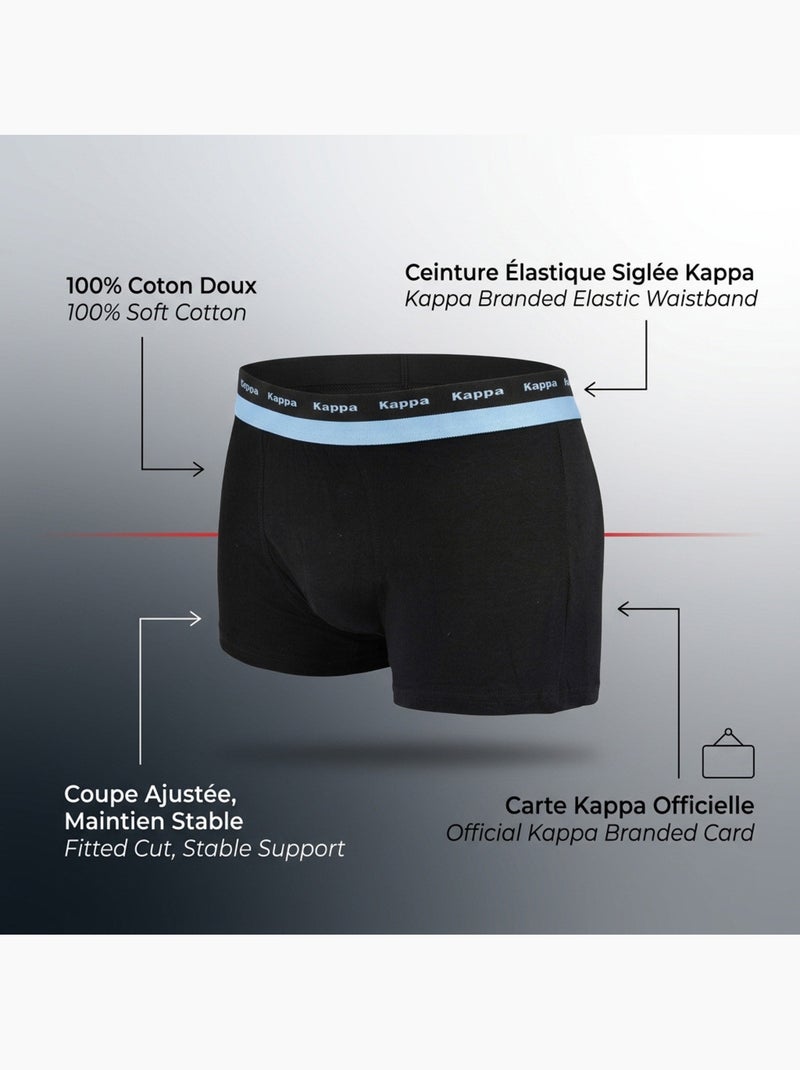 Boxer uomo KAPPA confezione da 6, cotone, cintura elastica Nero - Kiabi