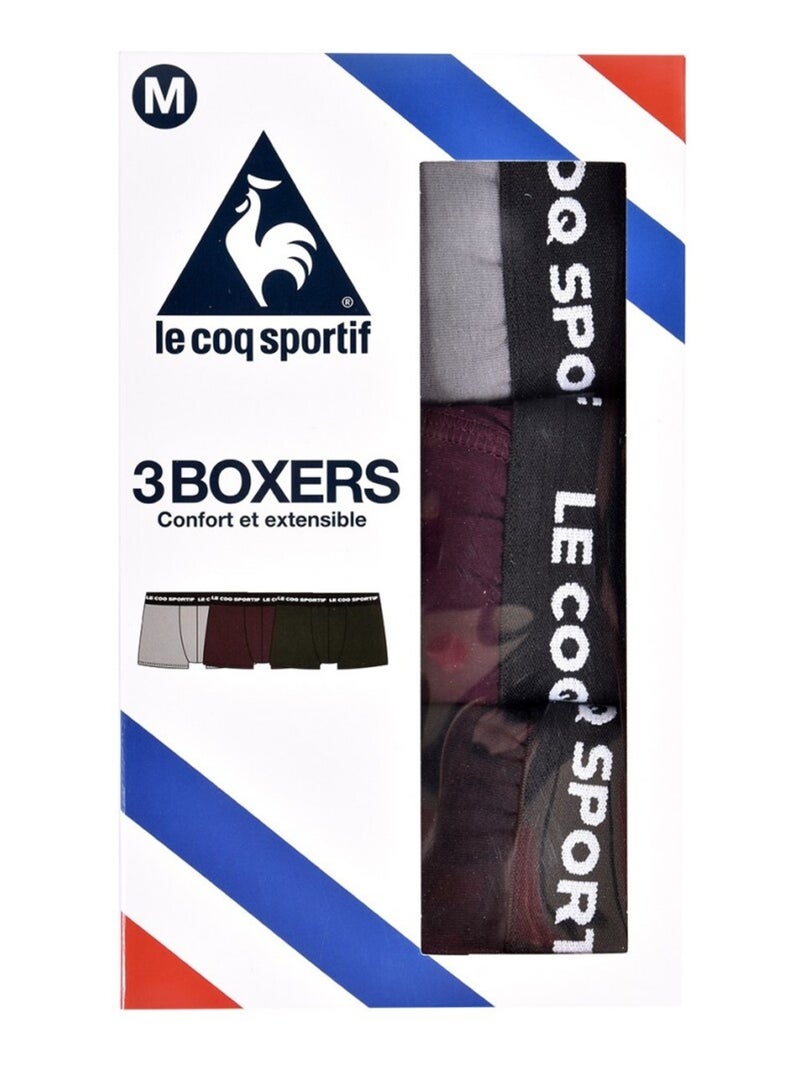Boxer Uomo LE COQ SPORTIF - Confezione da 3 Nero Bordeaux Grigio - Kiabi
