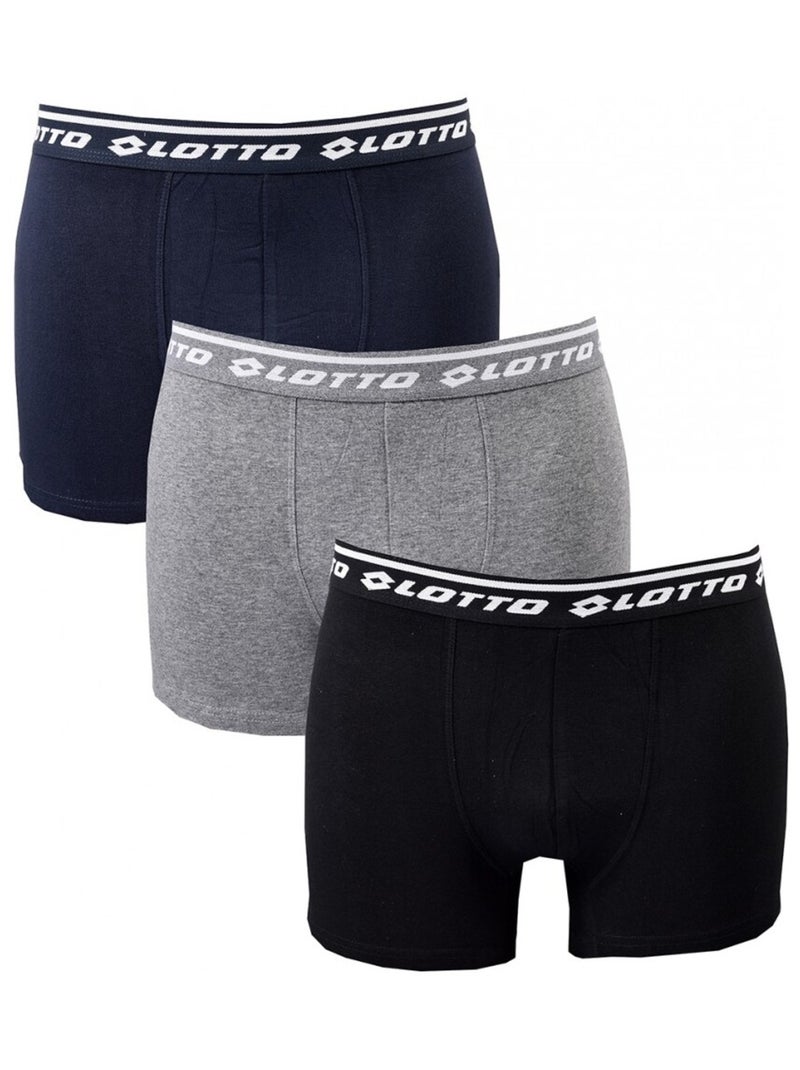 Boxer uomo LOTTO - Confezione da 3 Blu Grigio Nero - Kiabi