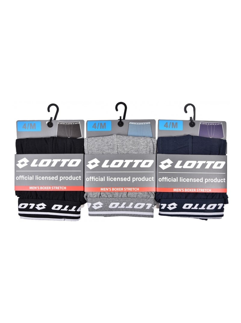 Boxer uomo LOTTO - Confezione da 3 Blu Grigio Nero - Kiabi
