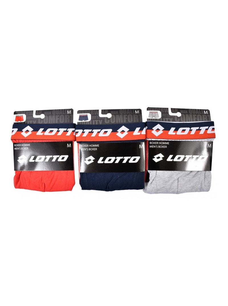 Boxer uomo LOTTO - Confezione da 3 Grigio rosso blu - Kiabi