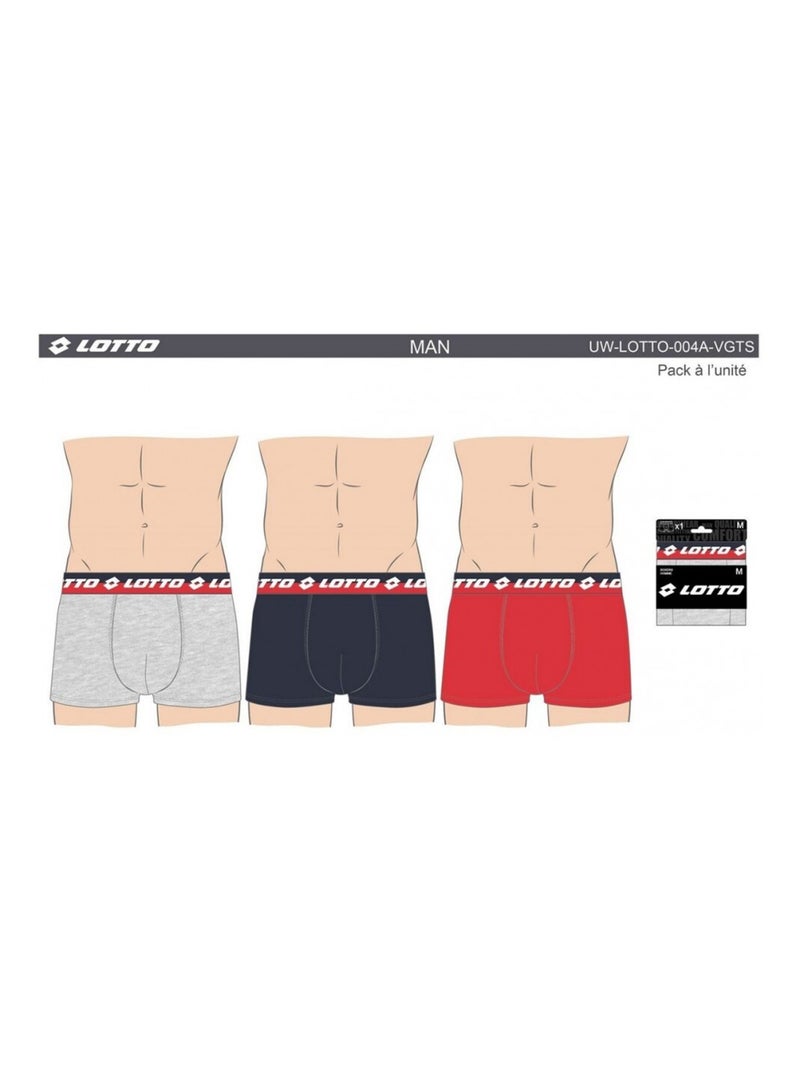 Boxer uomo LOTTO - Confezione da 3 Grigio rosso blu - Kiabi