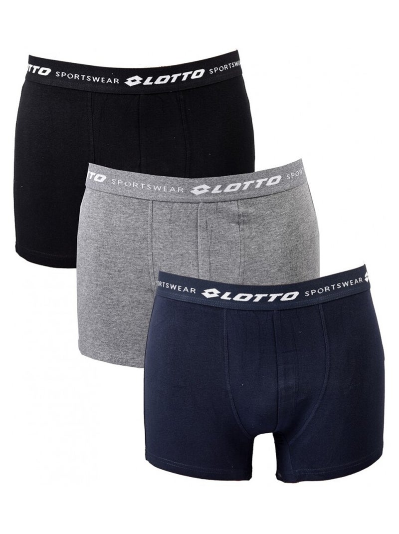 Boxer uomo LOTTO - Confezione da 3 Nero Grigio chiaro Blu - Kiabi