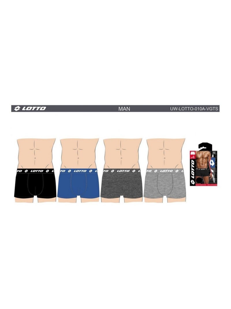 Boxer uomo LOTTO - Confezione da 4 Nero Grigio chiaro Blu - Kiabi