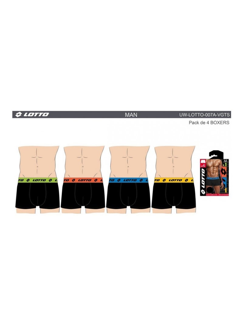 Boxer uomo LOTTO - Confezione da 4 Nero Multicolore - Kiabi