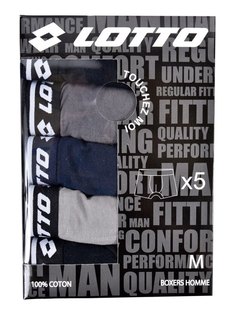 Boxer uomo LOTTO - Confezione da 5 Nero Grigio antracite Nero - Kiabi