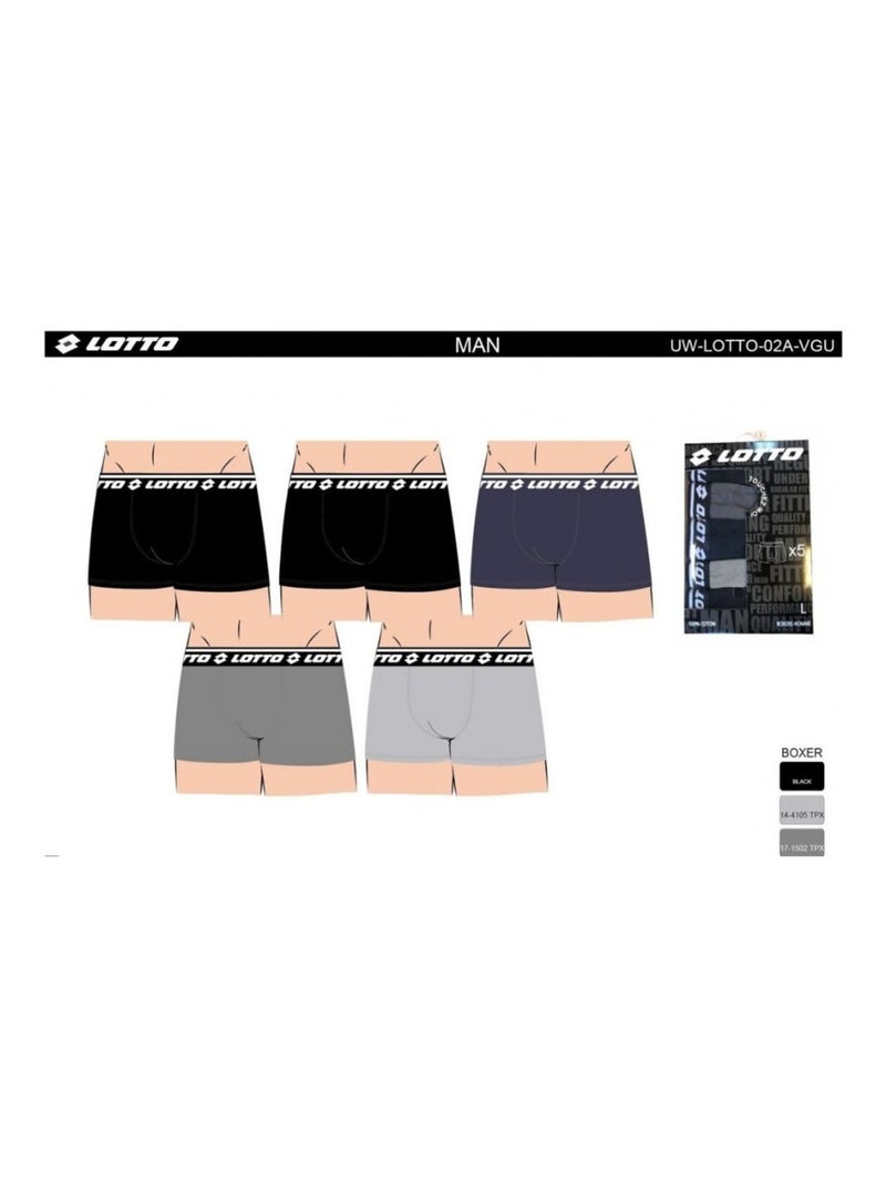 Boxer uomo LOTTO - Confezione da 5 Nero Grigio antracite Nero - Kiabi