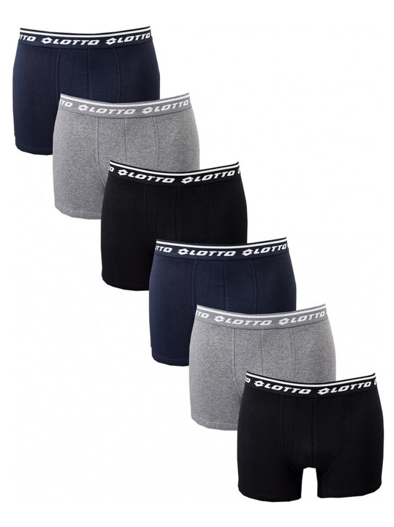 Boxer uomo LOTTO - Confezione da 6 Blu Grigio Nero - Kiabi