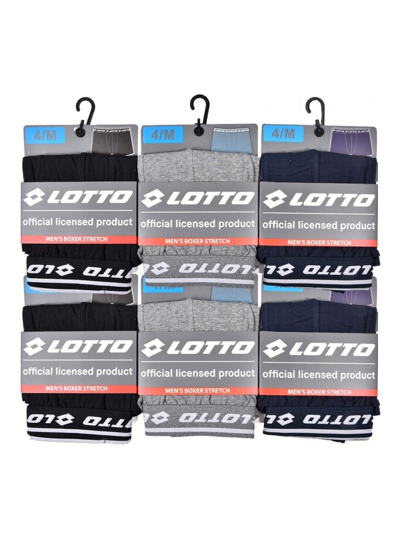 Boxer uomo LOTTO - Confezione da 6 Blu Grigio Nero - Kiabi