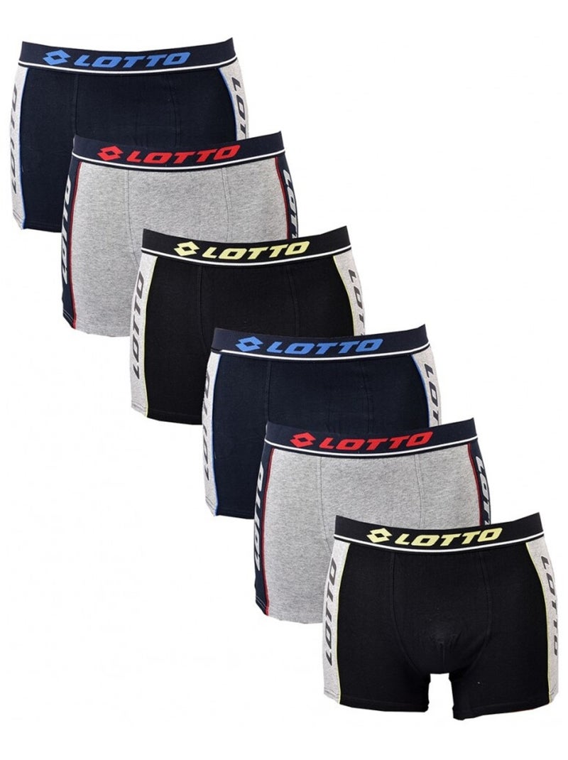 Boxer uomo LOTTO - Confezione da 6 Nero Blu marino Grigio - Kiabi