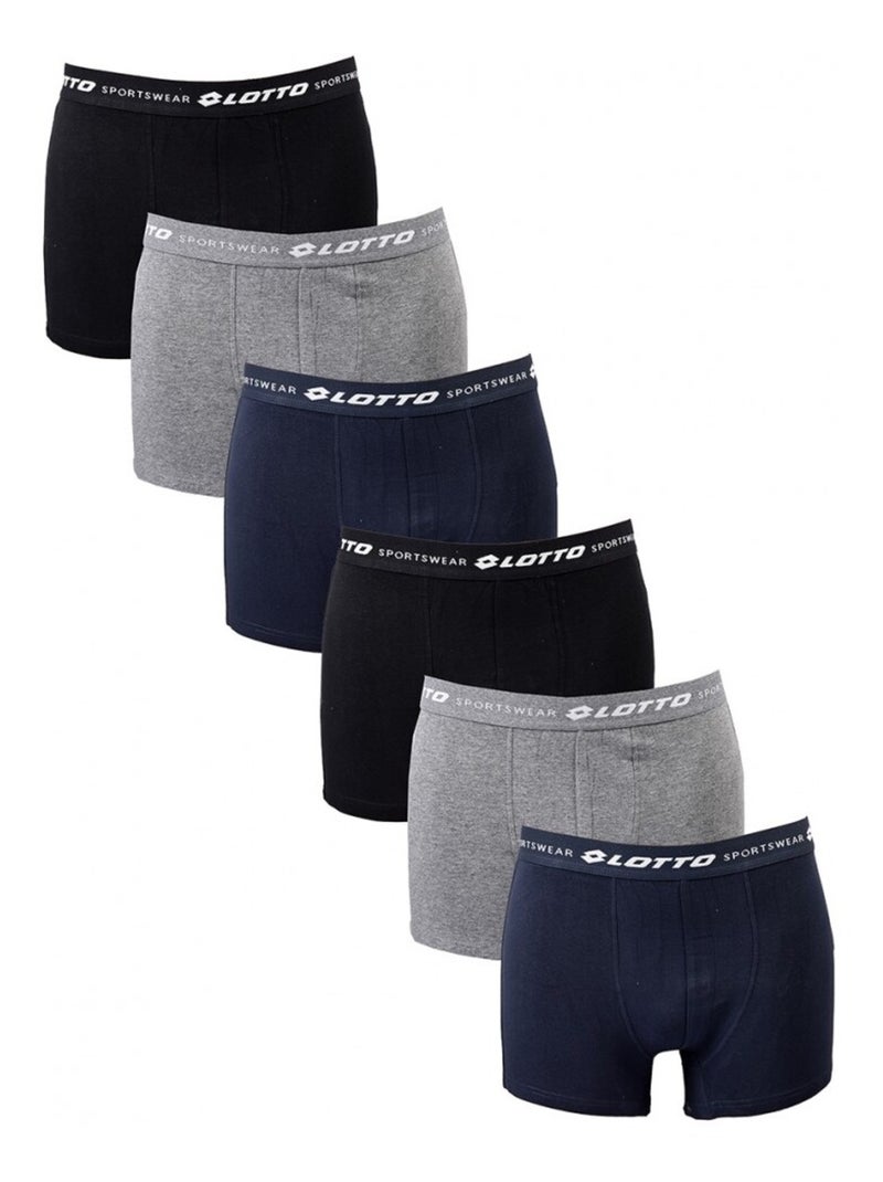 Boxer uomo LOTTO - Confezione da 6 Nero Grigio chiaro Blu - Kiabi