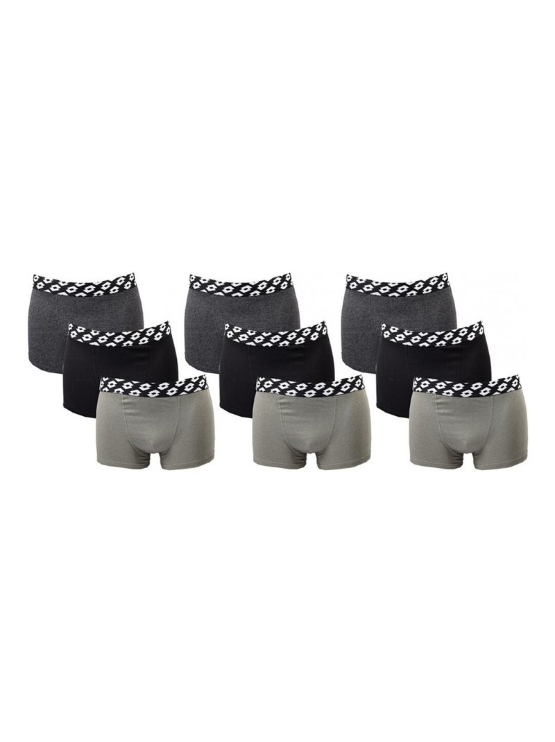 Boxer uomo LOTTO - Confezione da 9 Nero Cachi Grigio - Kiabi
