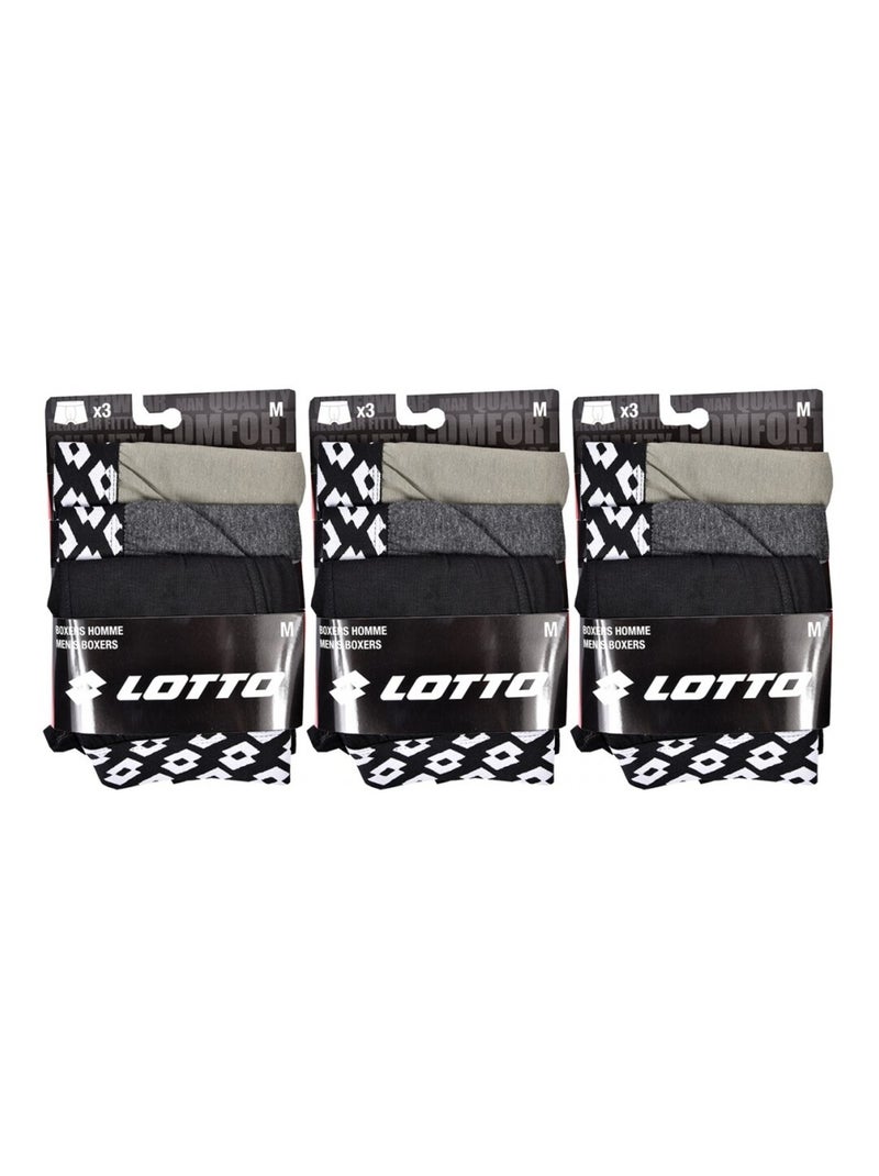 Boxer uomo LOTTO - Confezione da 9 Nero Cachi Grigio - Kiabi