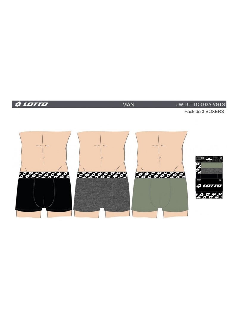 Boxer uomo LOTTO - Confezione da 9 Nero Cachi Grigio - Kiabi