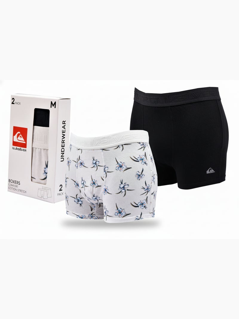 Boxer Uomo QUIKSILVER Cotone Stretch - Confezione da 2 Nero Beige - Kiabi