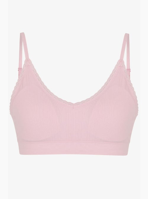 Bralette con motivo ajour, imbottiture rimovibili e senza cuciture penti - Kiabi Bralette con motivo ajour, imbottiture rimovibili e senza cuciture penti - Kiabi