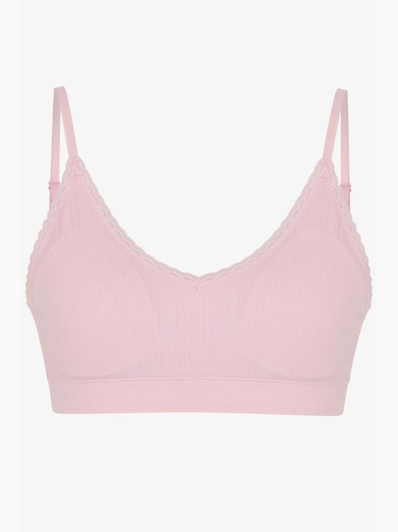 Bralette con motivo ajour, imbottiture rimovibili e senza cuciture penti Rosa confetto - Kiabi