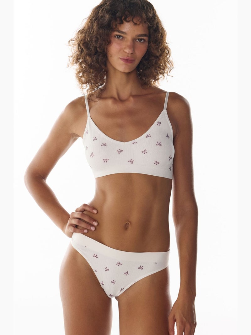 Bralette con motivo traforato, imbottiture rimovibili e senza cuciture penti Bianco - Kiabi