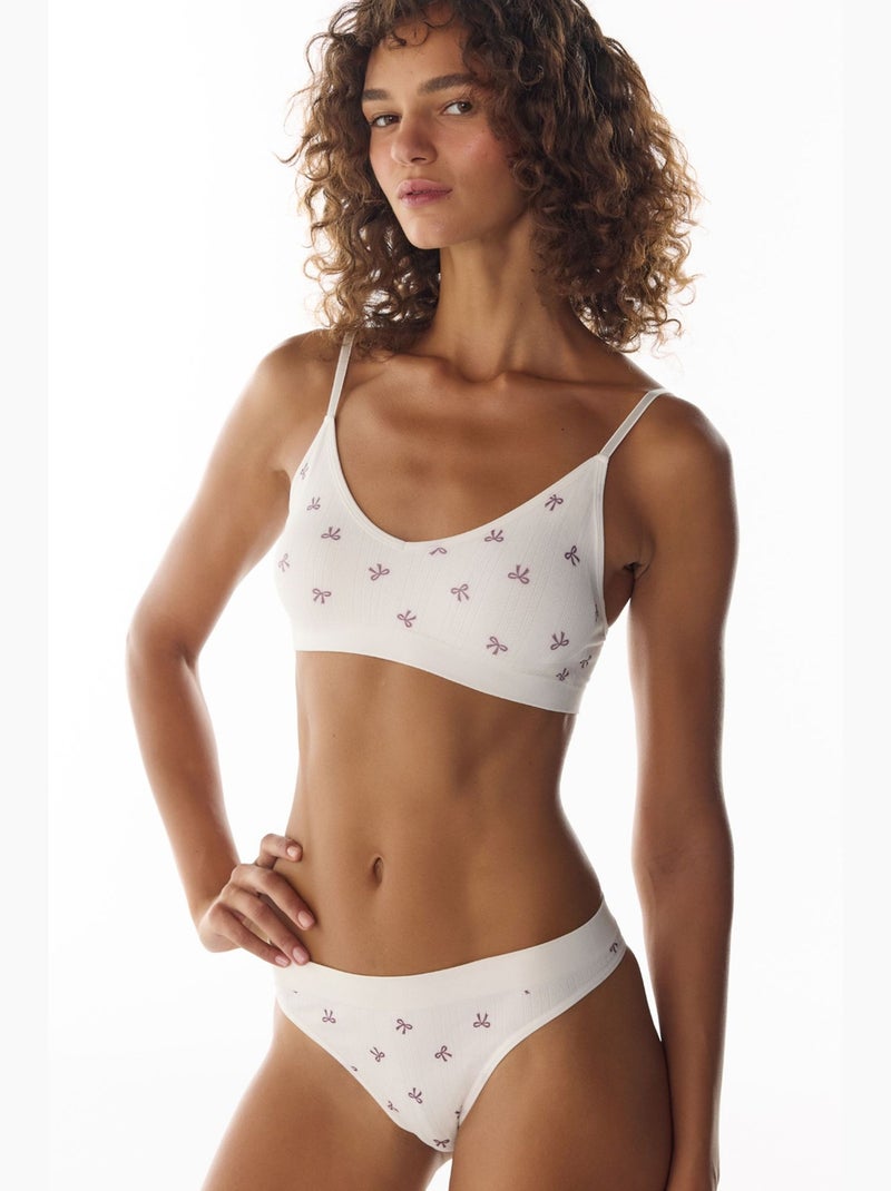 Bralette con motivo traforato, imbottiture rimovibili e senza cuciture penti Bianco - Kiabi