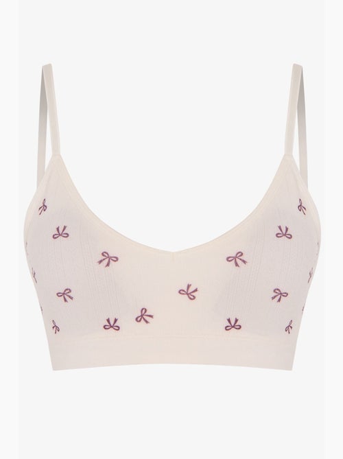 Bralette con motivo traforato, imbottiture rimovibili e senza cuciture penti - Kiabi Bralette con motivo traforato, imbottiture rimovibili e senza cuciture penti - Kiabi