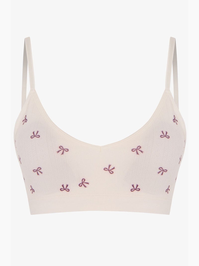 Bralette con motivo traforato, imbottiture rimovibili e senza cuciture penti Bianco - Kiabi