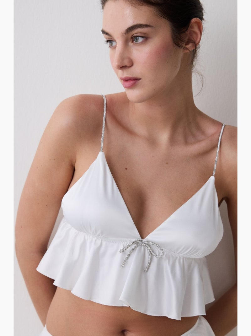 Bralette donna in raso stropicciato penti Bianco sporco - Kiabi