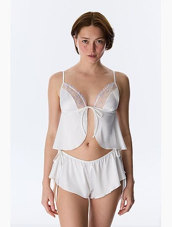 Bralette in raso broderie rotto penti
