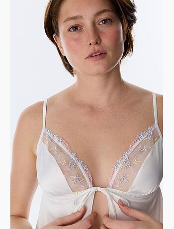 Bralette in raso broderie rotto penti