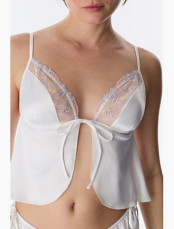 Bralette in raso broderie rotto penti