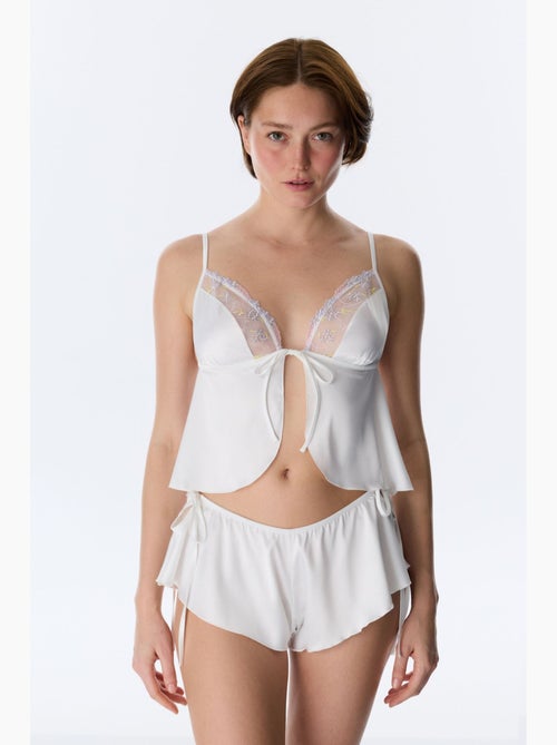 Bralette in raso broderie rotto penti - Kiabi Bralette in raso broderie rotto penti - Kiabi