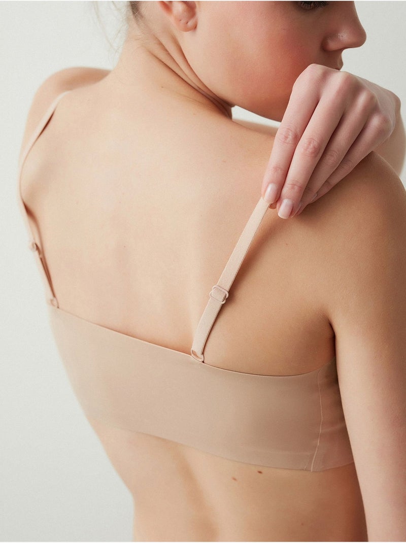 Bralette invisibile senza segni, senza cuciture, senza ferretto penti Beige argilla - Kiabi